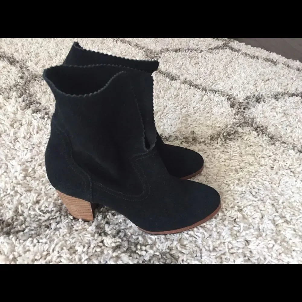 NEW UGG Thames Black Suede Ankle Heel Boots
